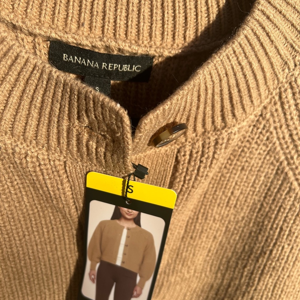 NWT Banana Republic Camel Knit Cardigan Size Small - Picture 4 of 6